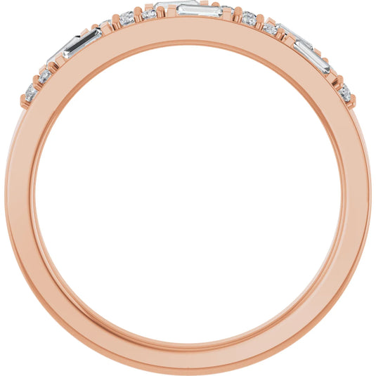 Marquise Diamond Women's Anniversary Band Rose Gold Top View