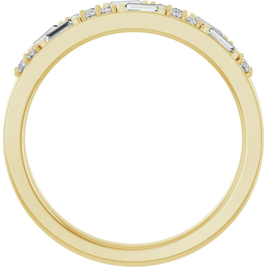 Marquise Diamond Women's Anniversary Band Yellow Gold Top View