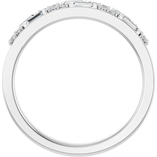 Double Row Natural Diamond Anniversary Band White Gold Cross View