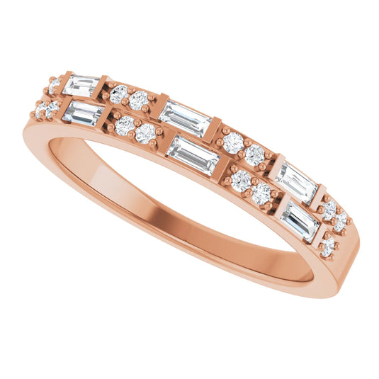 Marquise Diamond Women's Anniversary Band Rose Gold Side View