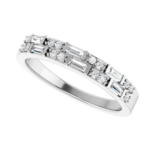 Double Row Natural Diamond Anniversary Band White Gold Side View