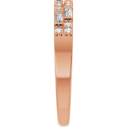 Marquise Diamond Women's Anniversary Band Rose Gold Perspective View