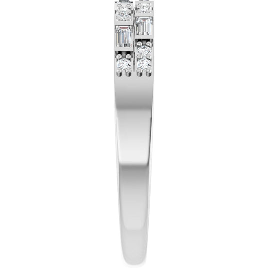 Double Row Natural Diamond Anniversary Band White Gold Perspective View