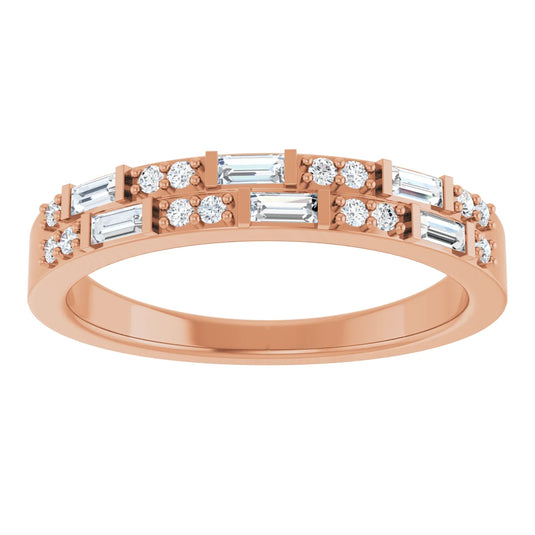 Marquise Diamond Women's Anniversary Band Rose Gold Cross View