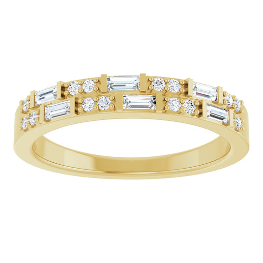 Marquise Diamond Women's Anniversary Band Yellow Gold Cross View