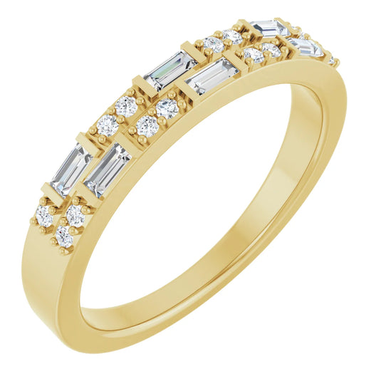 Marquise Diamond Women's Anniversary Band Yellow Gold Side View