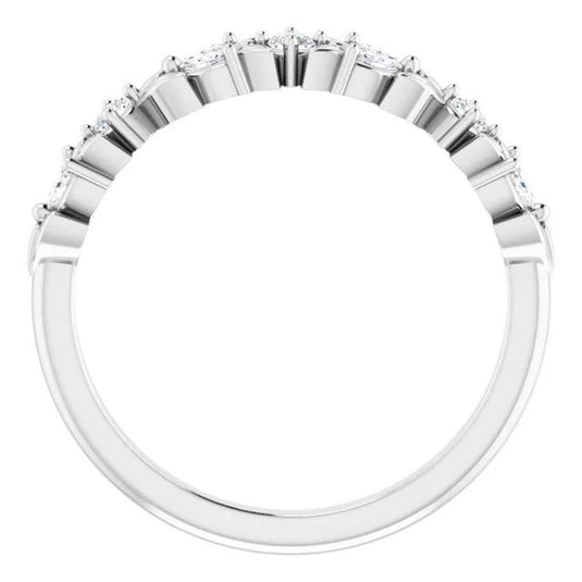 Marquise Diamond Women's Anniversary Band White Gold Top View