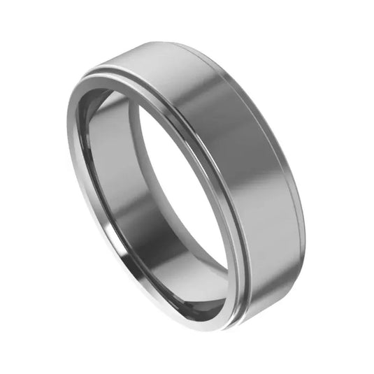 Stepped Edge Cobalt Wedding Band for Men