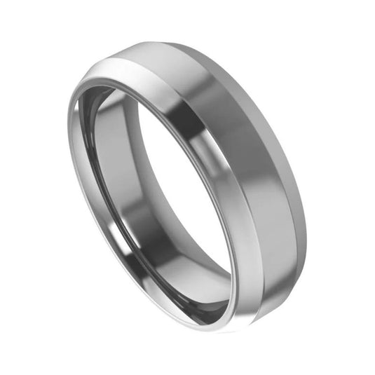 Cobalt Beveled Edge Wedding Band For Men