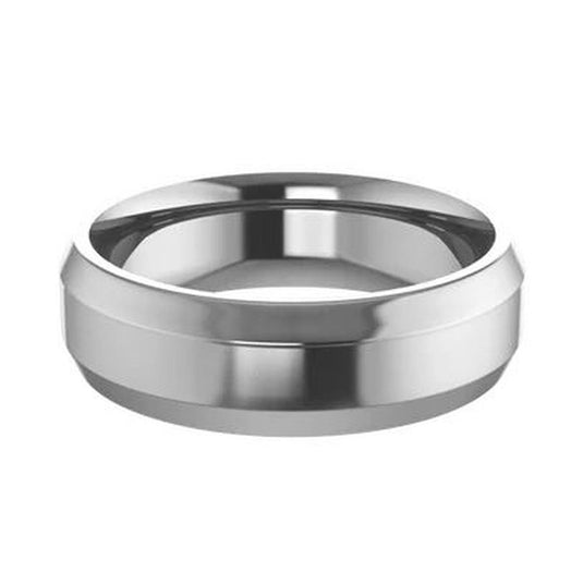 Cobalt Beveled Edge Wedding Band For Men Top View