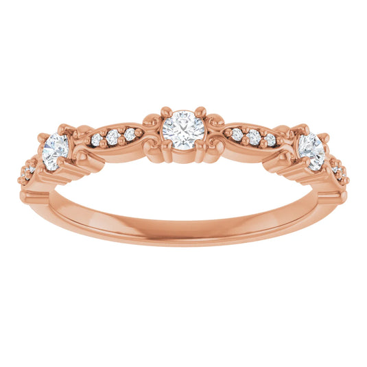 Vintage Natural Diamond Anniversary Band Rose Gold Side View