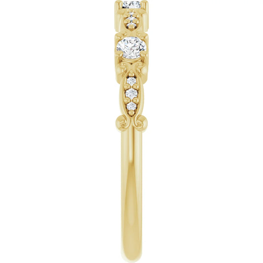 Vintage Natural Diamond Anniversary Band Yellow Gold Perspective View