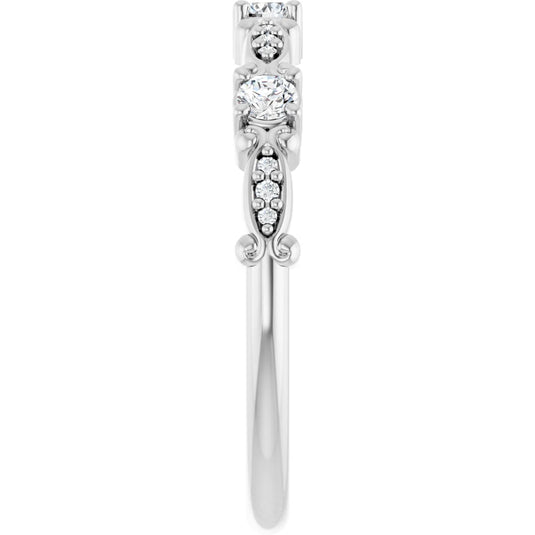 Vintage Natural Diamond Anniversary Band White Gold Perspective View