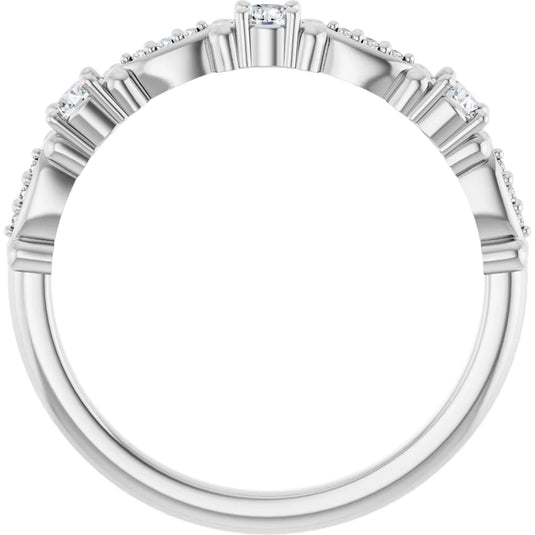 Vintage Natural Diamond Anniversary Band White Gold Top View