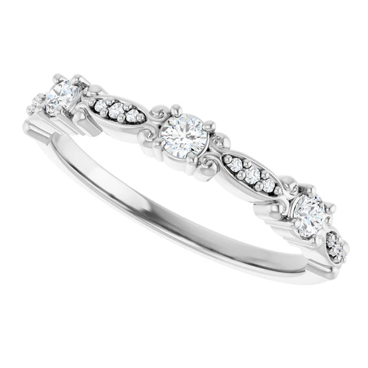 Vintage Natural Diamond Anniversary Band White Gold