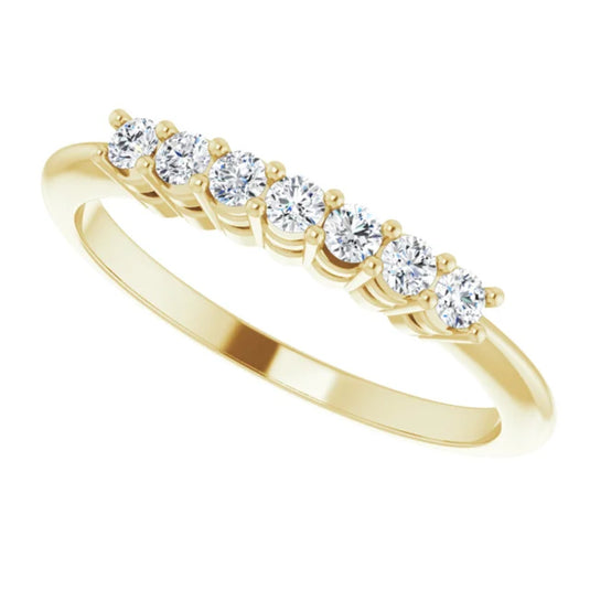 Seven-Stone Natural Diamond Anniversary Band Yellow Gold