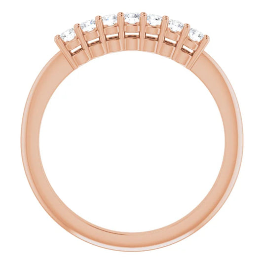 Seven-Stone Natural Diamond Anniversary Band Rose Gold Top Gold