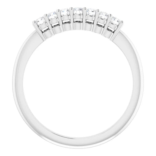 Seven-Stone Natural Diamond Anniversary Band White Gold Top Gold