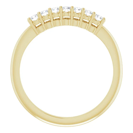 Seven-Stone Natural Diamond Anniversary Band Yellow Gold Top Gold