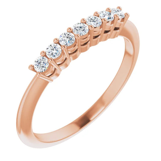 Seven-Stone Natural Diamond Anniversary Band Rose Gold Side Gold