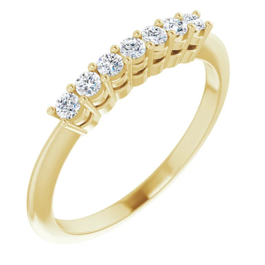 Seven-Stone Natural Diamond Anniversary Band Yellow Gold Side Gold
