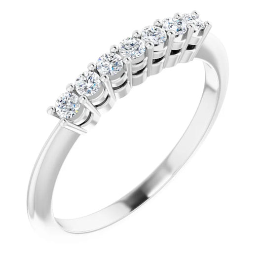 Seven-Stone Natural Diamond Anniversary Band White Gold Cross Gold