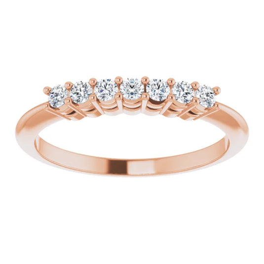 Seven-Stone Natural Diamond Anniversary Band Rose Gold Cross Gold