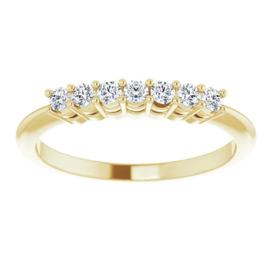 Seven-Stone Natural Diamond Anniversary Band Yellow Gold Cross Gold