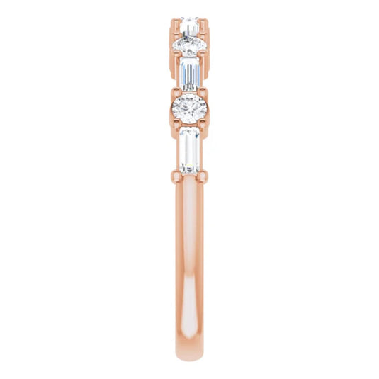 Handcrafted Natural Diamond Anniversary Band Rose Gold Perspective View