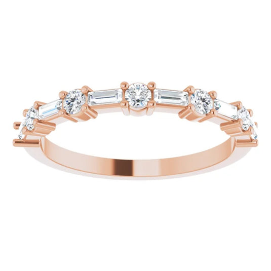 Handcrafted Natural Diamond Anniversary Band Rose Gold Top View