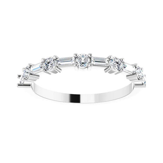 Floral Inspired Natural Diamond Anniversary Band White Gold Cross View