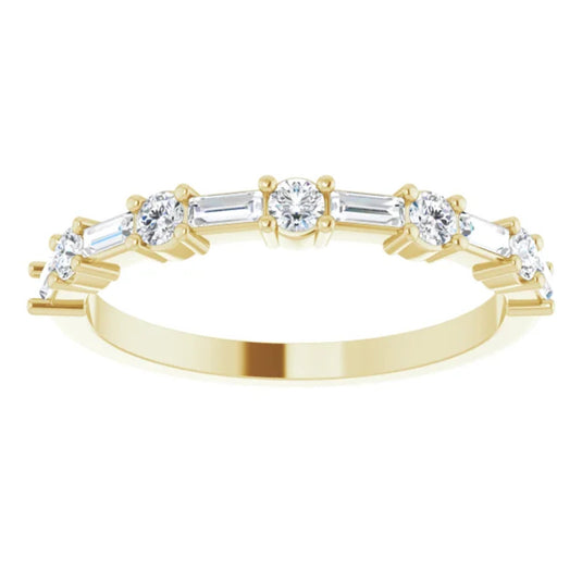 Handcrafted Natural Diamond Anniversary Band Yellow Gold Cross View