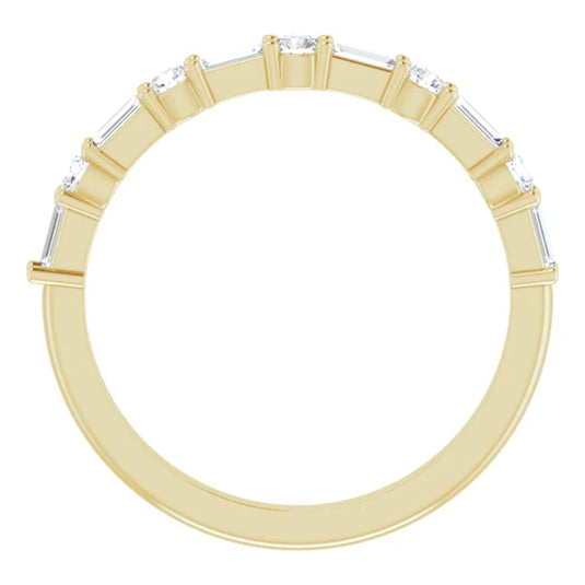 Handcrafted Natural Diamond Anniversary Band Yellow Gold Top View