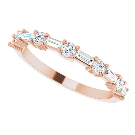 Handcrafted Natural Diamond Anniversary Band Rose Gold