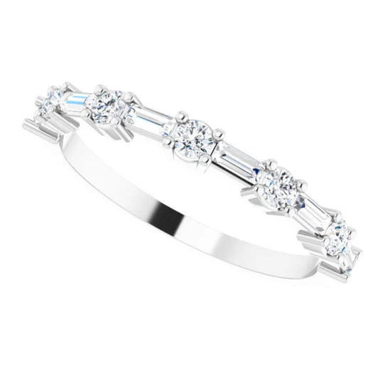 Handcrafted Natural Diamond Anniversary Band White Gold