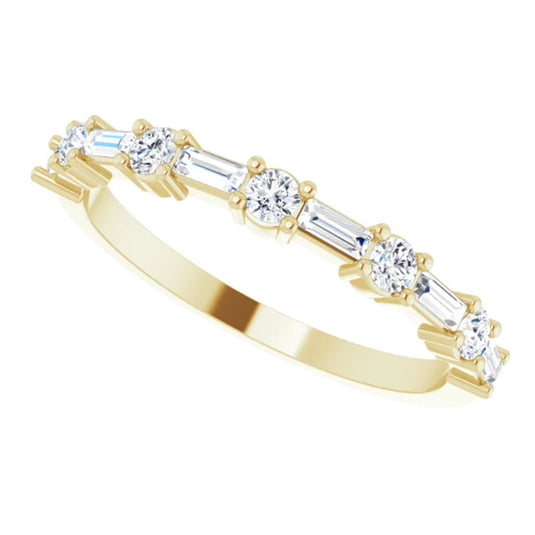 Handcrafted Natural Diamond Anniversary Band Yellow Gold