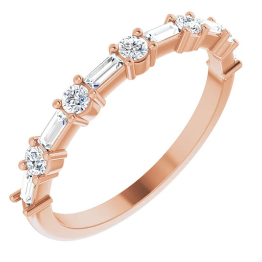 Handcrafted Natural Diamond Anniversary Band Rose Gold Side View