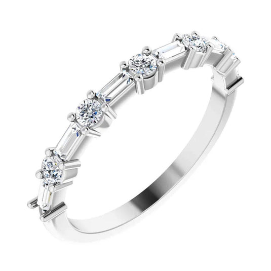 Handcrafted Natural Diamond Anniversary Band White Gold Side View