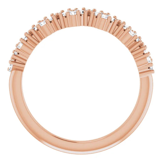 Scattered Natural Diamond Anniversary Band Rose Gold Top View