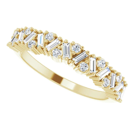 Scattered Natural Diamond Anniversary Band Yellow Gold