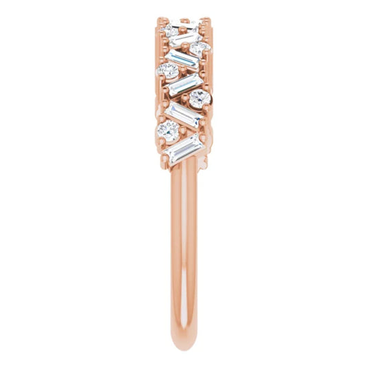 Scattered Natural Diamond Anniversary Band Rose Gold Perspective View