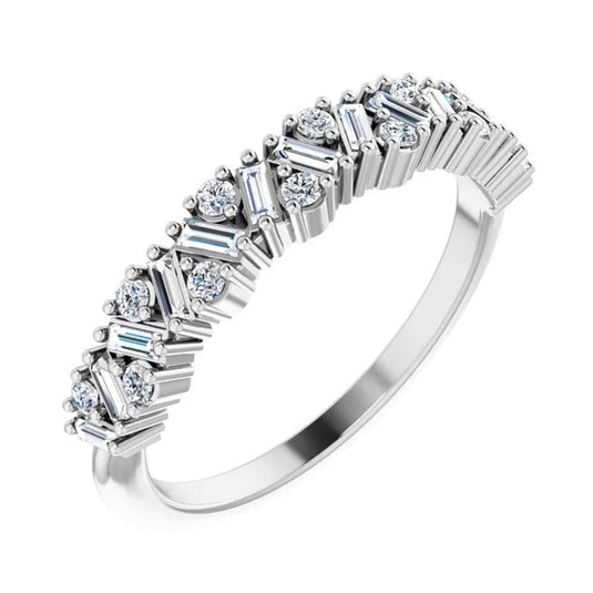 Scattered Natural Diamond Anniversary Band White Gold Side View