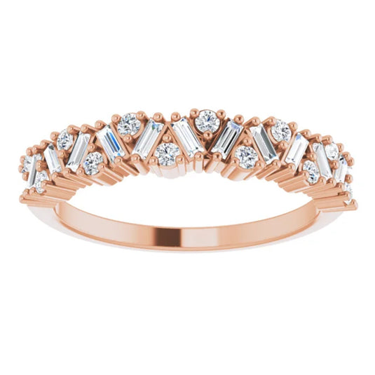 Scattered Natural Diamond Anniversary Band Rose Gold Cross View