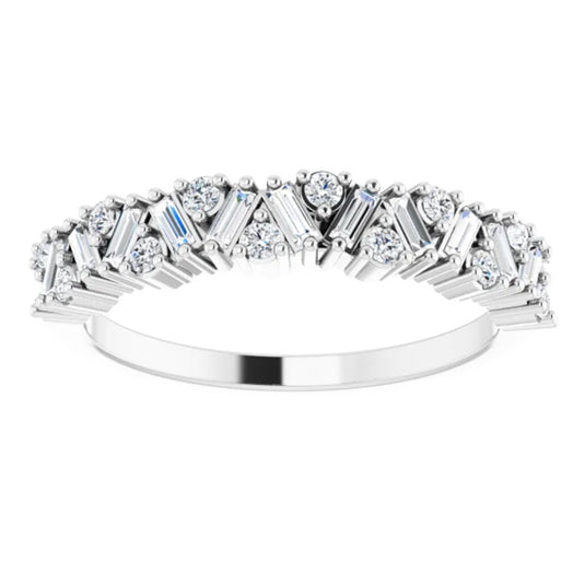 Scattered Natural Diamond Anniversary Band White Gold Cross View