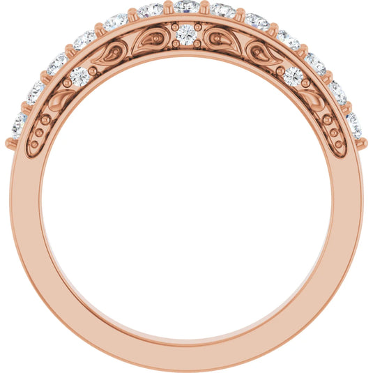Cherishable Natural Diamond Anniversary Band Rose Gold Cross View