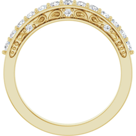 Cherishable Natural Diamond Anniversary Band Yellow Gold Top View