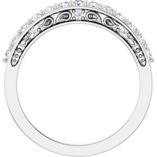 Cherishable Natural Diamond Anniversary Band White Gold Top View