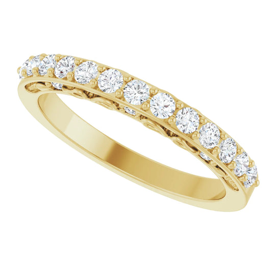 Cherishable Natural Diamond Anniversary Band Yellow Gold Cross View