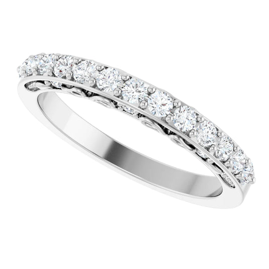 Cherishable Natural Diamond Anniversary Band White Gold Cross View