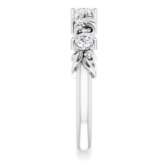 Floral Inspired Natural Diamond Anniversary Band